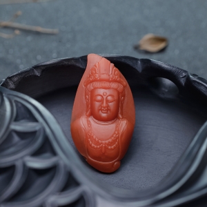 柿子红南红观音吊坠