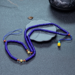 紫蓝色青金石算盘珠配链