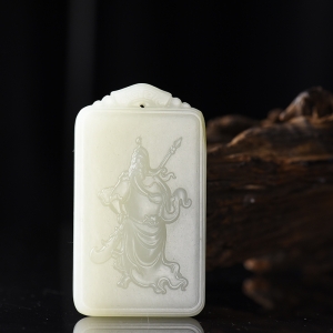 籽料和田白玉忠义千秋吊坠