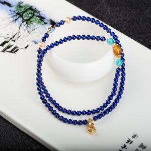 深蓝色青金石多圈手串