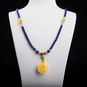深蓝色青金石项链