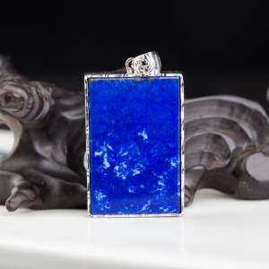 银镶天蓝色青金石无事牌吊坠