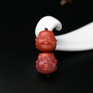 柿子红南红四面佛配件