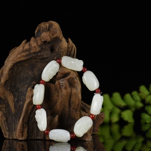 山料和田白玉福禄寿单圈手串