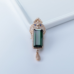 18K深绿色碧玺吊坠