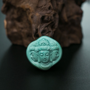 中高瓷蓝绿绿松石西方三圣吊坠