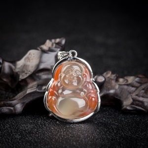 冰飘南红弥勒佛吊坠