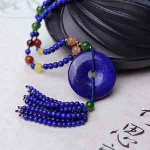 天蓝色青金石毛衣链