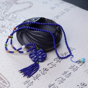 天蓝色青金石毛衣链