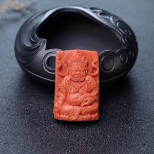 MOMO珊瑚黄财神吊坠