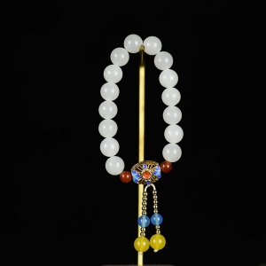 9.5mm山料和田白玉单圈手串