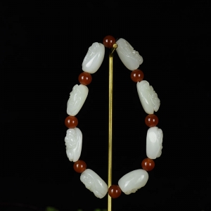 山料和田白玉八仙过海单圈手串