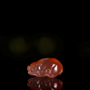 冰飘柿子红南红貔貅吊坠