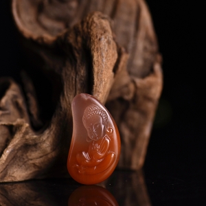 冰飘柿子红南红宝宝佛吊坠