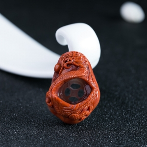 柿子红南红龙吊坠