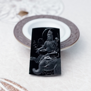 冰种墨翠普贤菩萨吊坠