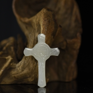 山料和田白玉十字架吊坠
