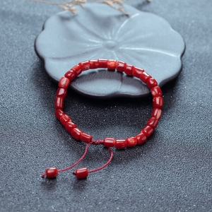 阿卡珊瑚桶珠单圈手串