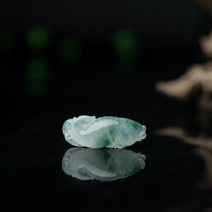 糯冰种飘花翡翠金玉满堂吊坠