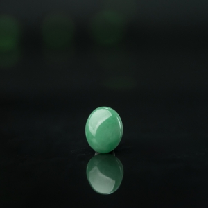 糯种豆绿翡翠戒面