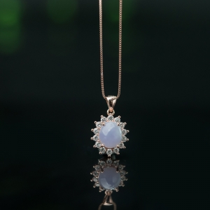 银镶糯种紫罗兰翡翠项链