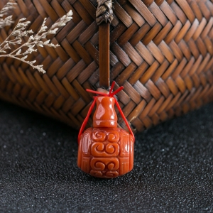 柿子红南红回纹拼接三通