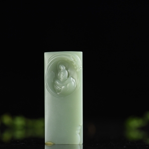 山料和田碧玉花开见佛吊坠