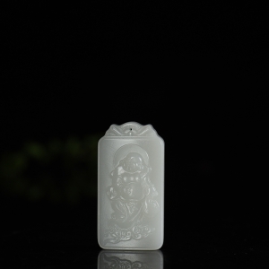 山流水料和田羊脂白玉弥勒佛吊坠