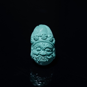 中高瓷蓝绿绿松石大黑天吊坠