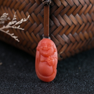 柿子红南红佛吊坠