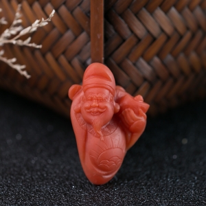 柿子红南红财神吊坠