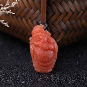 柿子红南红财神吊坠