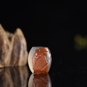 冰飘柿子红南红花开富贵吊坠