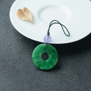 花青种翡翠平安扣吊坠