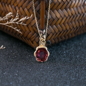 18K粉色碧玺项链