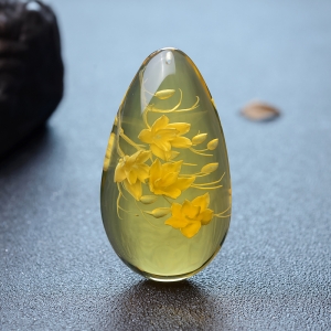 墨西哥蓝珀花吊坠