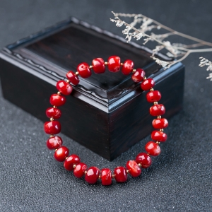 阿卡珊瑚鼓珠单圈手串