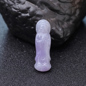 糯种浅紫色翡翠观音吊坠