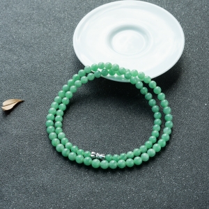 6mm糯种苹果绿翡翠项链