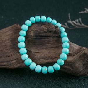 中高瓷蓝绿松石鼓珠单圈手串