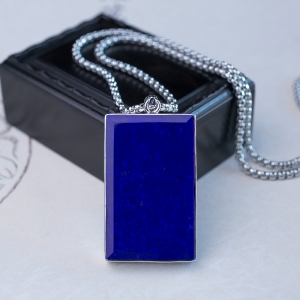 深蓝色青金石无事牌项链
