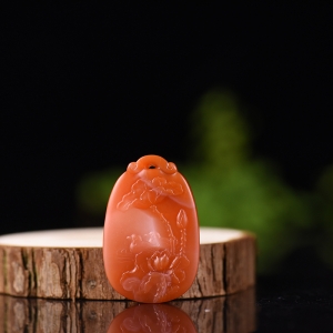 柿子红南红鸳鸯吊坠