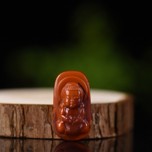 柿子红南红宝宝佛吊坠