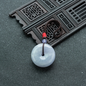 糯种紫罗兰翡翠平安扣吊坠