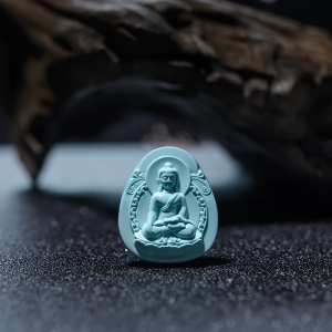 中高瓷浅蓝绿松石阿弥陀佛吊坠