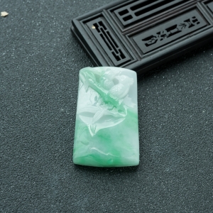 糯种飘翠翡翠竹报平安吊坠