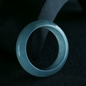 56.5mm糯冰种蓝水翡翠平安镯