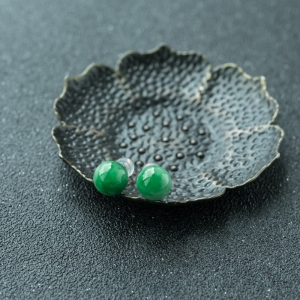 18K糯种飘翠翡翠耳钉