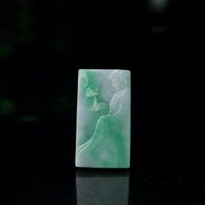 糯种飘翠翡翠观音吊坠