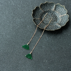 18K糯种翠绿翡翠耳坠